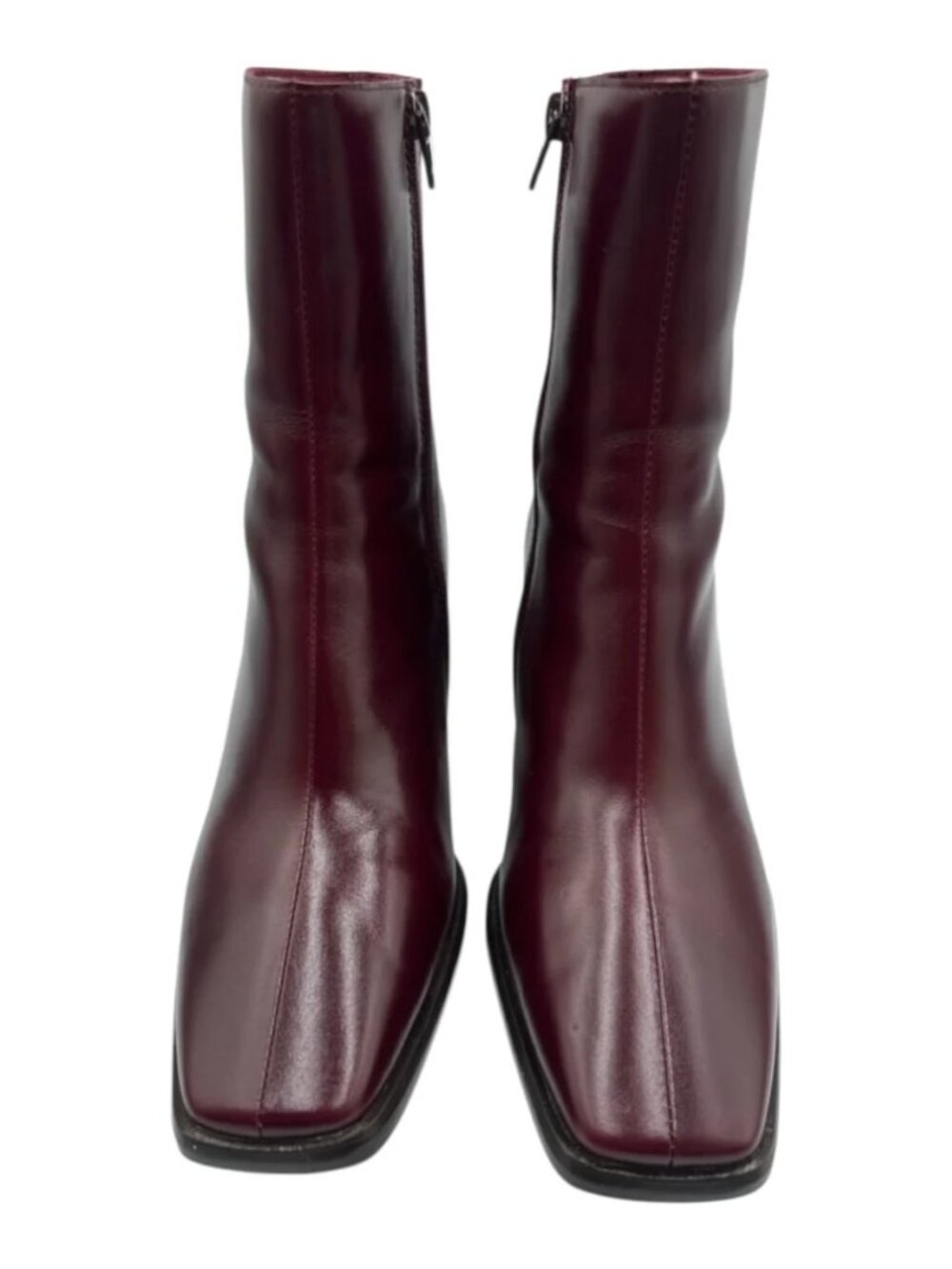 Jeffrey Campbell Sherpal Leather Square Toe Ankle Boots Wine Size 9 NWOB